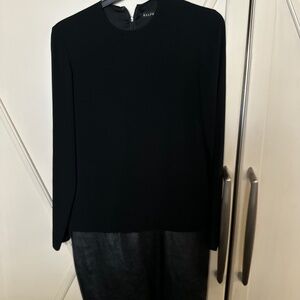 Ralph Lauren Black Leather Dress with Sheer Bodice Size 6